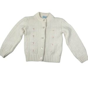 Vintage Julius Berger Baby Sweater Size ? 18-24 Months Cardigan Satin Roses READ